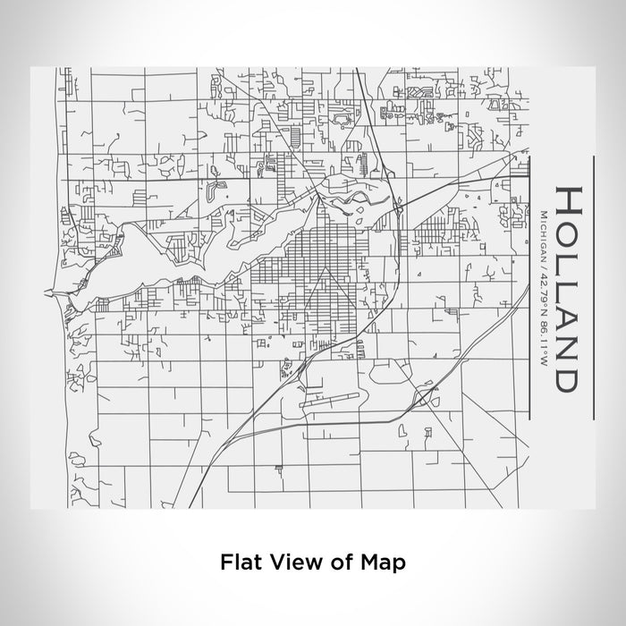 Rendered View of Holland Michigan Map Engraving on 20oz Stainless Steel Insulated Bottle with Bamboo Top in White