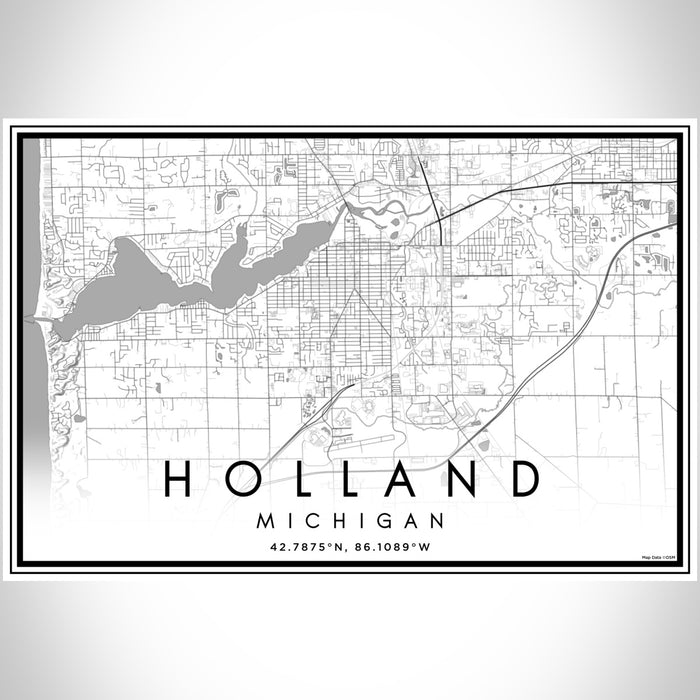 Holland Michigan Map Print Landscape Orientation in Classic Style With Shaded Background