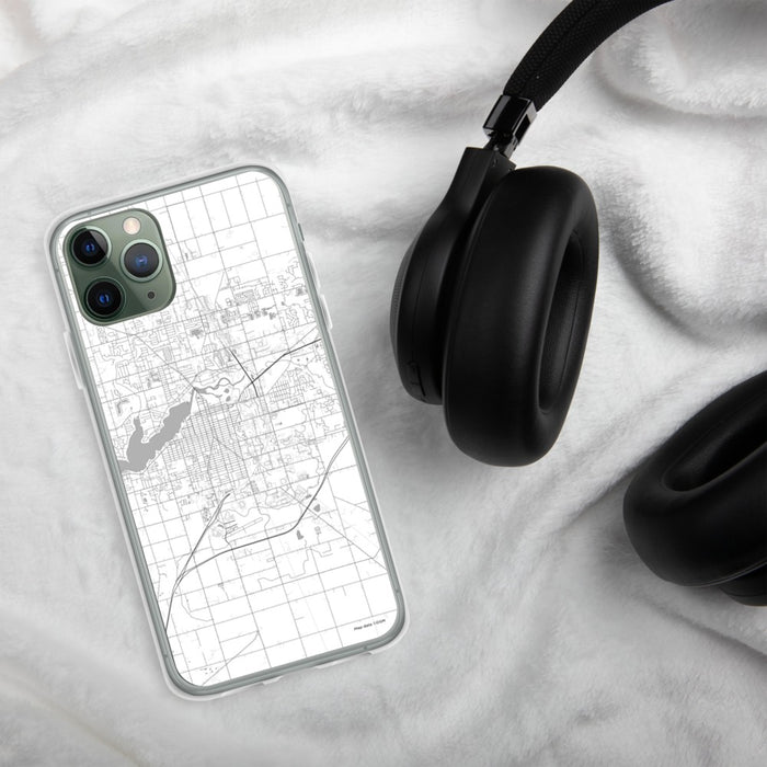 Custom Holland Michigan Map Phone Case in Classic on Table with Black Headphones