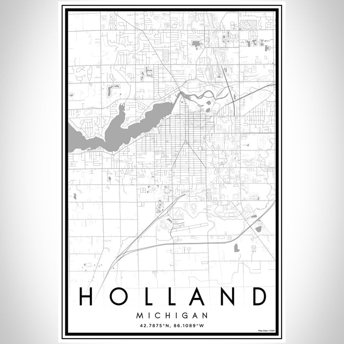 Holland Michigan Map Print Portrait Orientation in Classic Style With Shaded Background