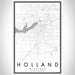 Holland Michigan Map Print Portrait Orientation in Classic Style With Shaded Background