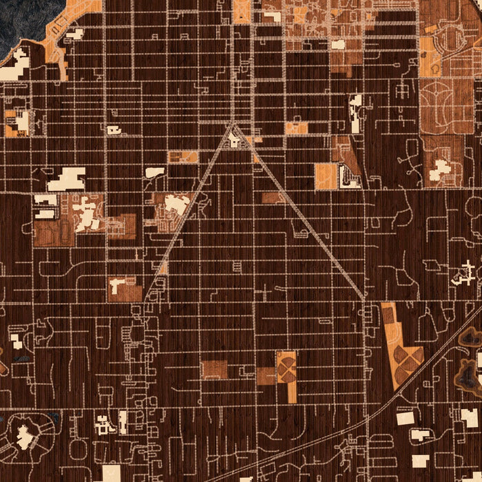 Holland Michigan Map Print in Ember Style Zoomed In Close Up Showing Details