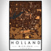 Holland Michigan Map Print Portrait Orientation in Ember Style With Shaded Background