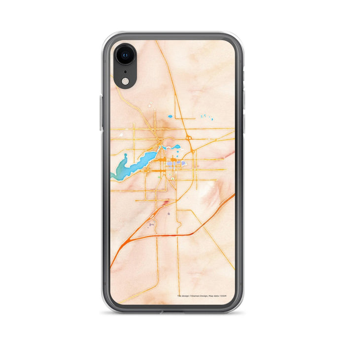 Custom iPhone XR Holland Michigan Map Phone Case in Watercolor