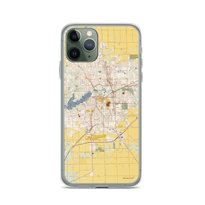 Custom iPhone 11 Pro Holland Michigan Map Phone Case in Woodblock