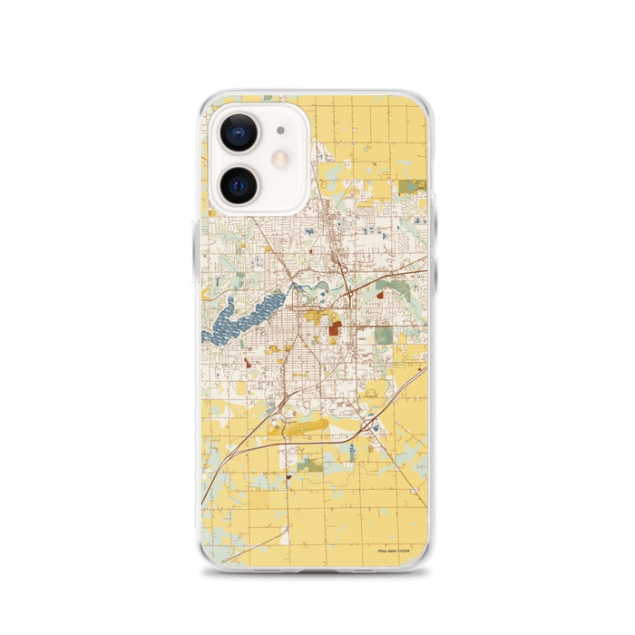 Custom iPhone 12 Holland Michigan Map Phone Case in Woodblock