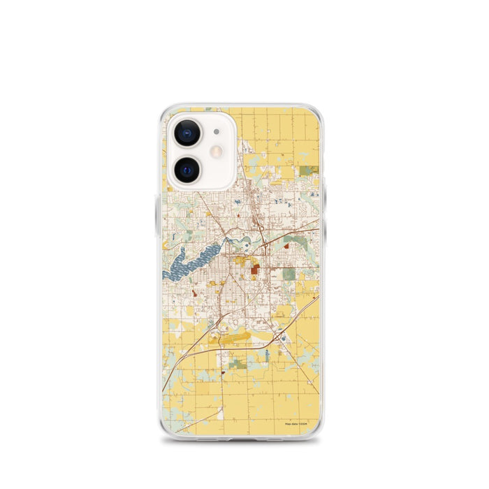 Custom iPhone 12 mini Holland Michigan Map Phone Case in Woodblock