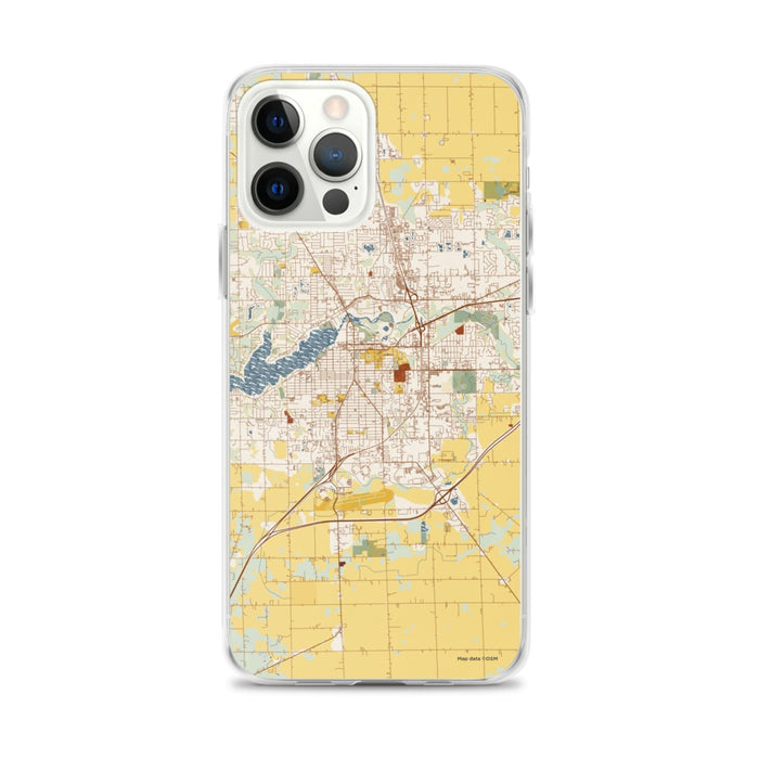 Custom iPhone 12 Pro Max Holland Michigan Map Phone Case in Woodblock