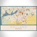 Holland Michigan Map Print Landscape Orientation in Woodblock Style With Shaded Background