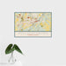 16x24 Hollidaysburg Pennsylvania Map Print Landscape Orientation in Woodblock Style With Tropical Plant Leaves in Water