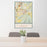24x36 Hollidaysburg Pennsylvania Map Print Portrait Orientation in Woodblock Style Behind 2 Chairs Table and Potted Plant