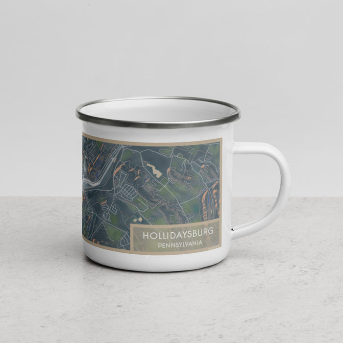 Right View Custom Hollidaysburg Pennsylvania Map Enamel Mug in Afternoon