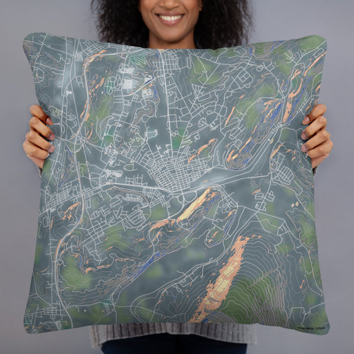 Person holding 22x22 Custom Hollidaysburg Pennsylvania Map Throw Pillow in Afternoon