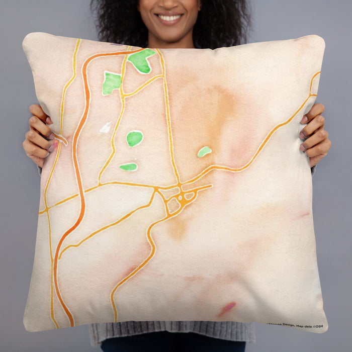 Person holding 22x22 Custom Hollidaysburg Pennsylvania Map Throw Pillow in Watercolor