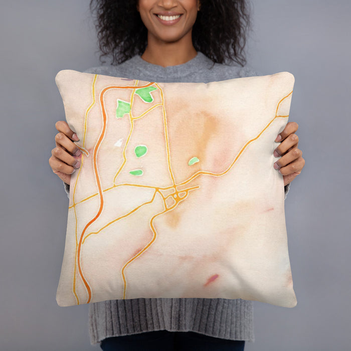 Person holding 18x18 Custom Hollidaysburg Pennsylvania Map Throw Pillow in Watercolor