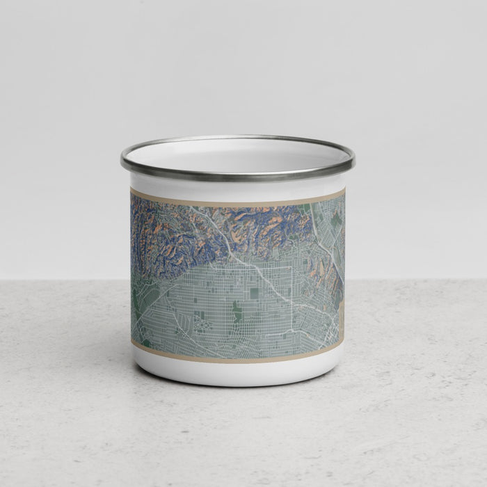 Front View Custom Hollywood California Map Enamel Mug in Afternoon
