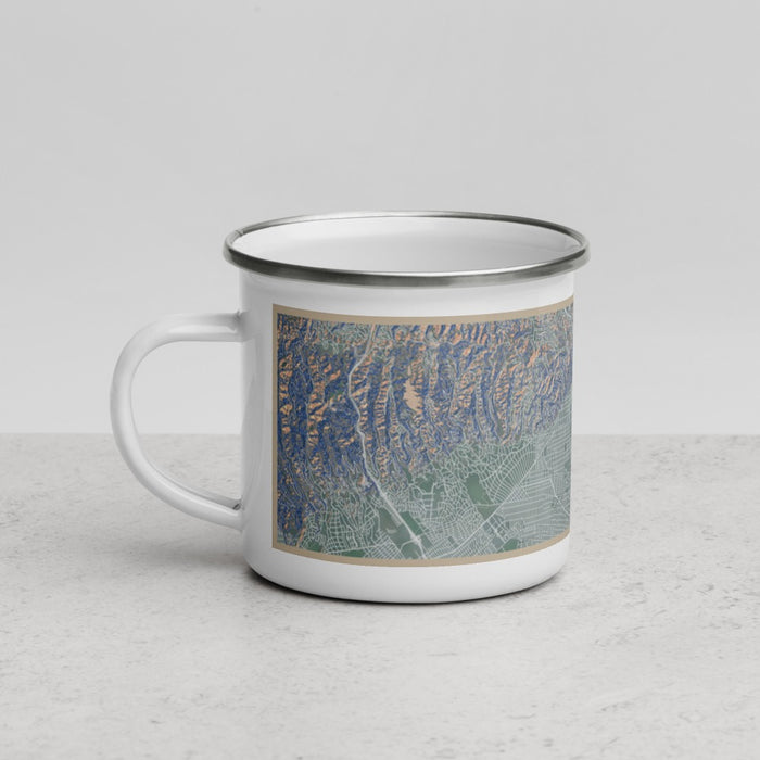Left View Custom Hollywood California Map Enamel Mug in Afternoon