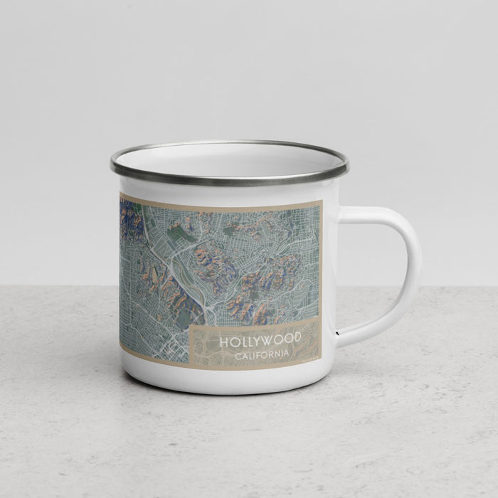 Right View Custom Hollywood California Map Enamel Mug in Afternoon