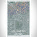 Hollywood California Map Print Portrait Orientation in Afternoon Style With Shaded Background