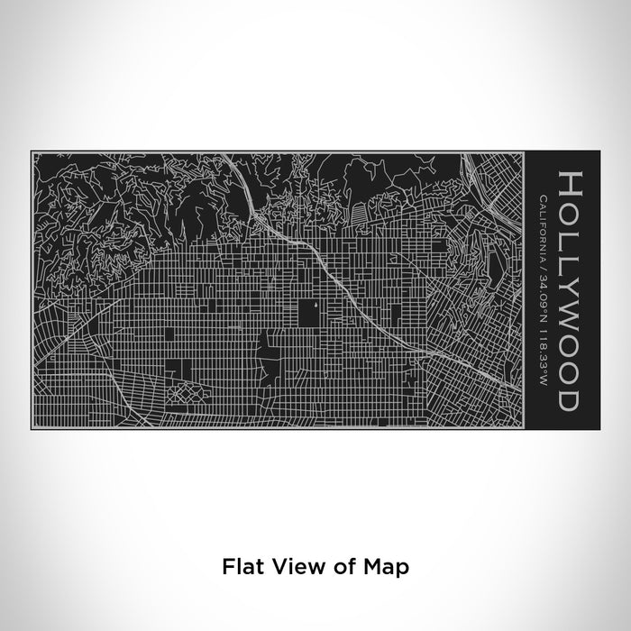 Rendered View of Hollywood California Map Engraving on 17oz Stainless Steel Insulated Cola Bottle in Black