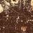 Hollywood California Map Print in Ember Style Zoomed In Close Up Showing Details