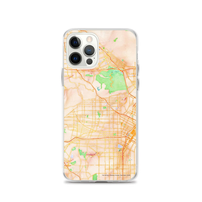 Custom Hollywood California Map iPhone 12 Pro Phone Case in Watercolor