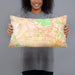 Person holding 20x12 Custom Hollywood California Map Throw Pillow in Watercolor