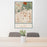 24x36 Hollywood California Map Print Portrait Orientation in Woodblock Style Behind 2 Chairs Table and Potted Plant