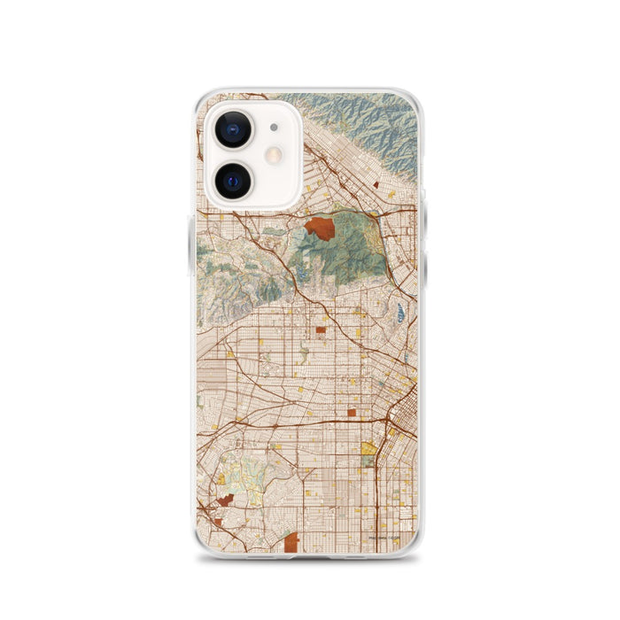 Custom Hollywood California Map iPhone 12 Phone Case in Woodblock