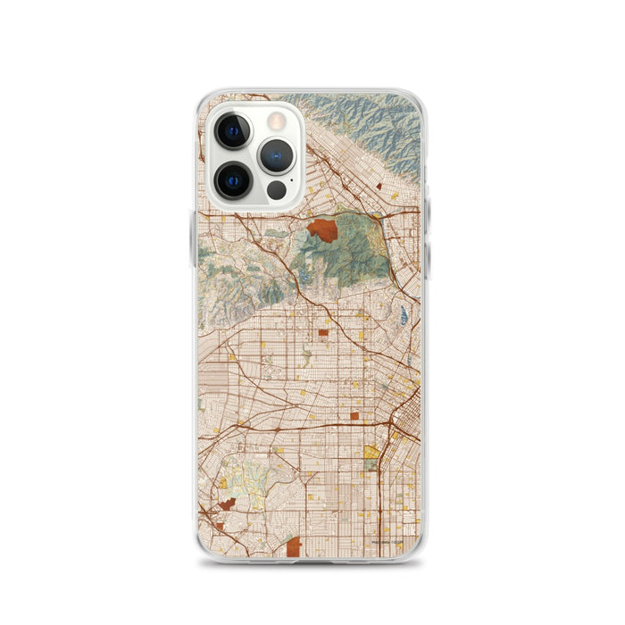 Custom Hollywood California Map iPhone 12 Pro Phone Case in Woodblock