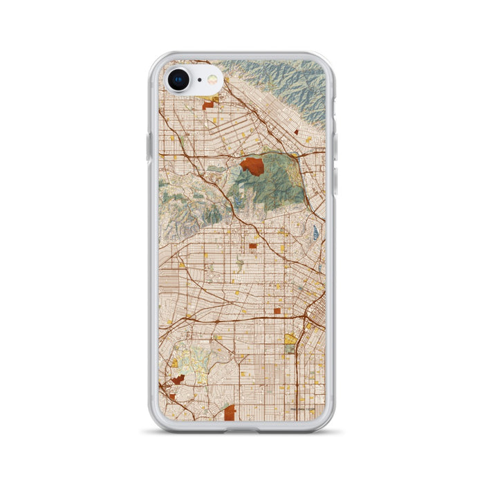 Custom Hollywood California Map iPhone SE Phone Case in Woodblock