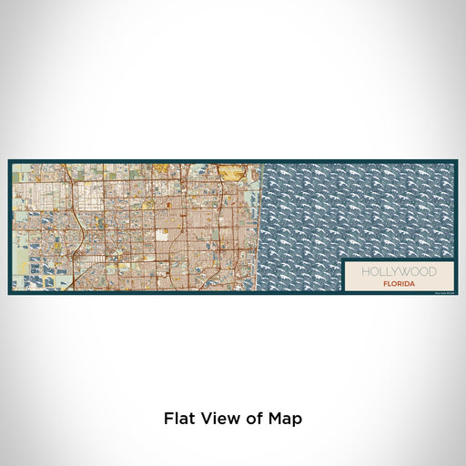 Flat View of Map Custom Hollywood Florida Map Enamel Mug in Woodblock