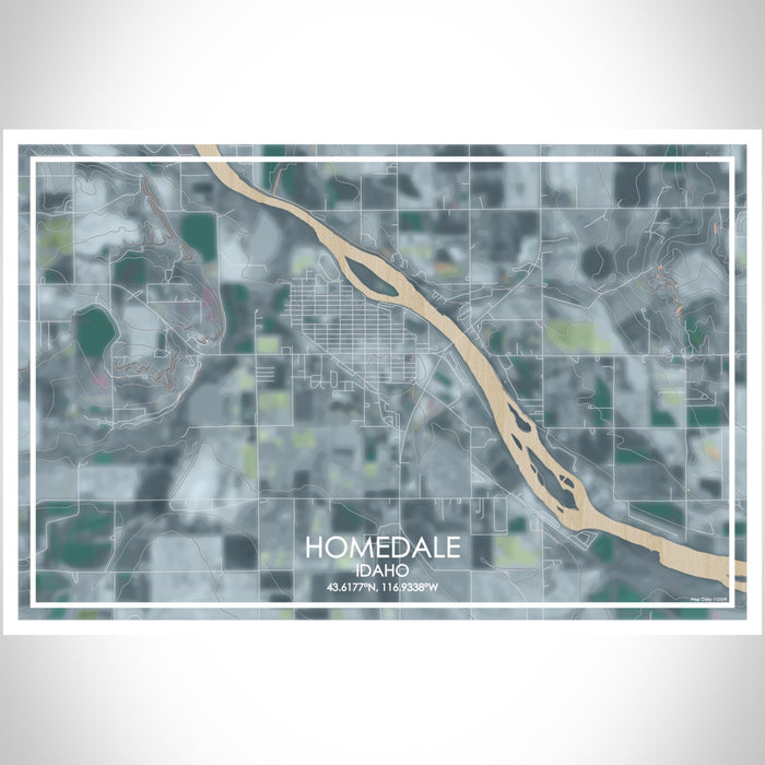 Homedale Idaho Map Print Landscape Orientation in Afternoon Style With Shaded Background