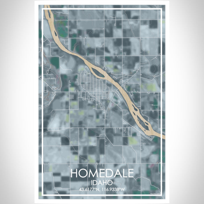 Homedale Idaho Map Print Portrait Orientation in Afternoon Style With Shaded Background