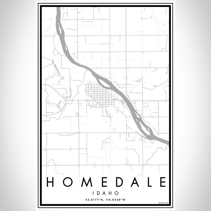 Homedale Idaho Map Print Portrait Orientation in Classic Style With Shaded Background