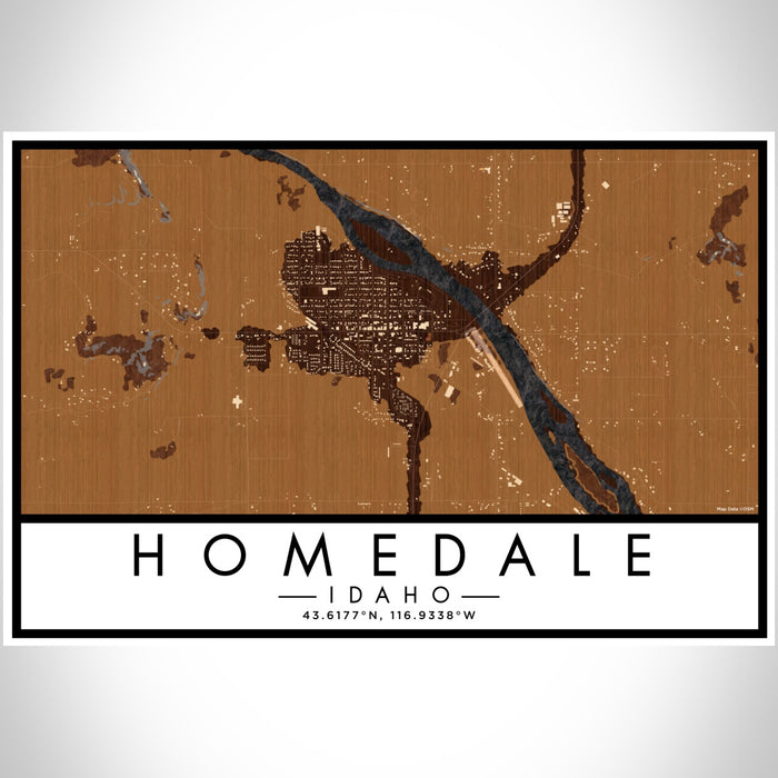 Homedale Idaho Map Print Landscape Orientation in Ember Style With Shaded Background