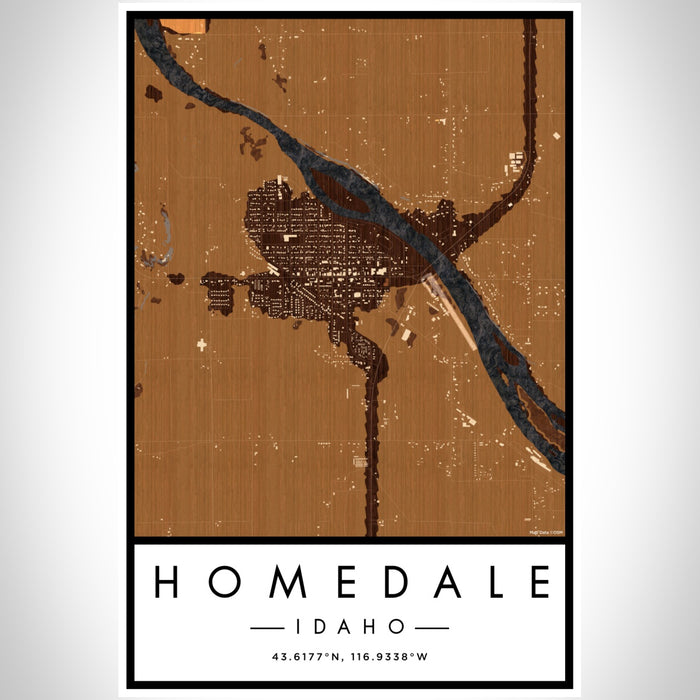 Homedale Idaho Map Print Portrait Orientation in Ember Style With Shaded Background