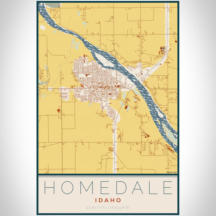 Homedale Idaho Map Print Portrait Orientation in Woodblock Style With Shaded Background