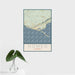 16x24 Homer Alaska Map Print Portrait Orientation in Woodblock Style With Tropical Plant Leaves in Water