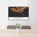 24x36 Homer Alaska Map Print Lanscape Orientation in Ember Style Behind 2 Chairs Table and Potted Plant
