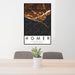 24x36 Homer Alaska Map Print Portrait Orientation in Ember Style Behind 2 Chairs Table and Potted Plant
