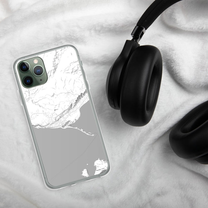 Custom Homer Alaska Map Phone Case in Classic on Table with Black Headphones