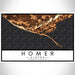 Homer Alaska Map Print Landscape Orientation in Ember Style With Shaded Background