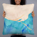 Person holding 22x22 Custom Homer Alaska Map Throw Pillow in Watercolor