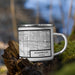 Right View Custom Homewood Illinois Map Enamel Mug in Classic on Grass With Trees in Background