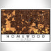 Homewood Illinois Map Print Landscape Orientation in Ember Style With Shaded Background