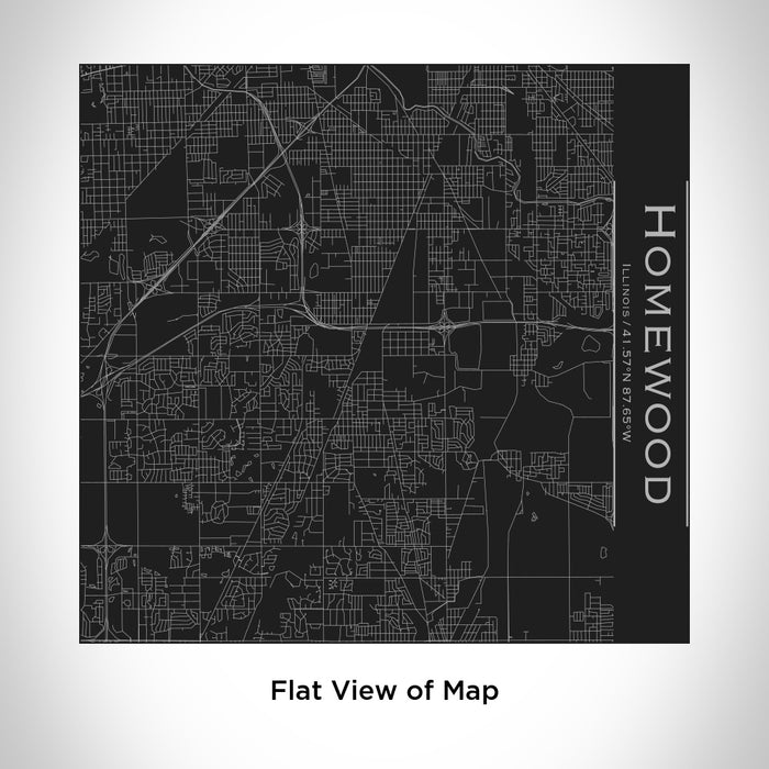 Rendered View of Homewood Illinois Map Engraving on 17oz Stainless Steel Insulated Tumbler in Black