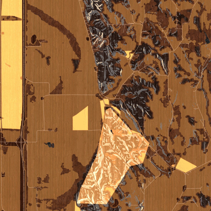 Honey Creek Iowa Map Print in Ember Style Zoomed In Close Up Showing Details