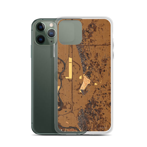 Custom Honey Creek Iowa Map Phone Case in Ember on Table with Laptop and Plant
