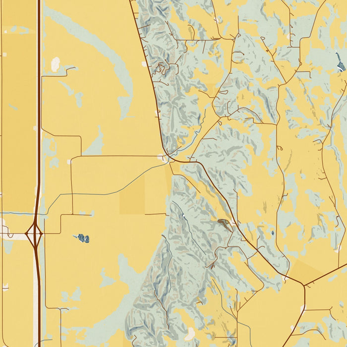 Honey Creek Iowa Map Print in Woodblock Style Zoomed In Close Up Showing Details